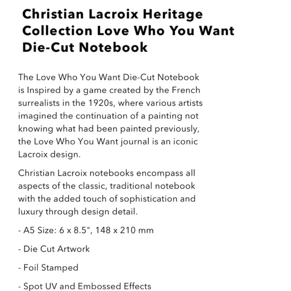 Christian Lacroix Heritage Collection “ Love Who You Want “ Journal / Notebook.
